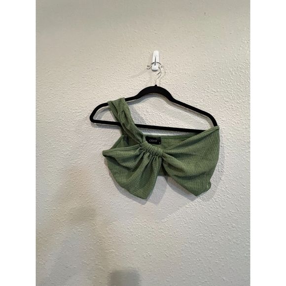NWT Cider Texture One Shoulder Tank Top Size Medium Green a194 - Picture 5 of 9